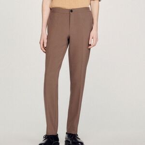 Sandro Straight Leg Taupe Jersey Trousers Pants Mens Size 38 Nwt